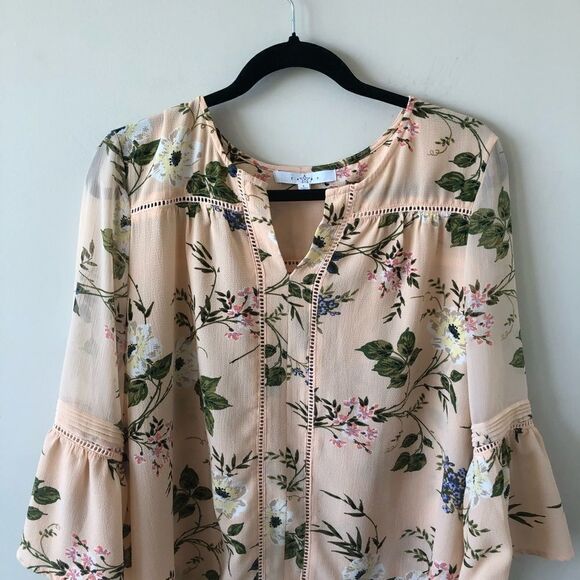 FEVER Floral-Print Illusion-Sleeve Blouse - Picture 9 of 10